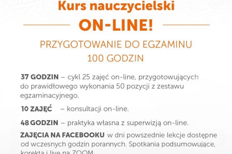 Kurs Nauczycielski Jogi ON-LINE – Przygotowanie do egzaminu – 01.12.2021 – 04.01.2022